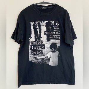 Rage Against The Machine bullet in the head graphic tshirt black LARGE